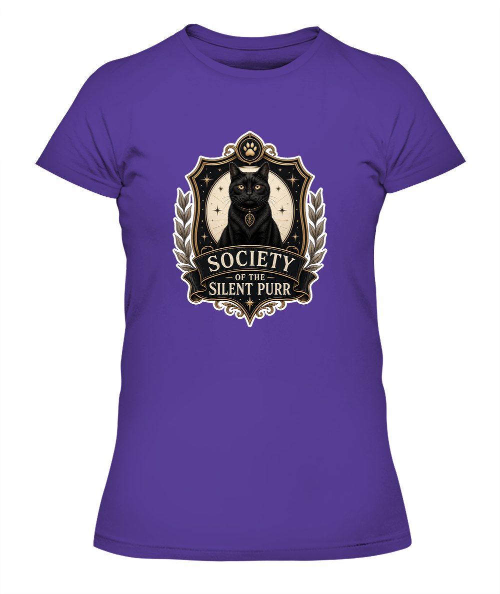 Society of the Silent Purr Ladies T-Shirt | Black Cat Lover Gift