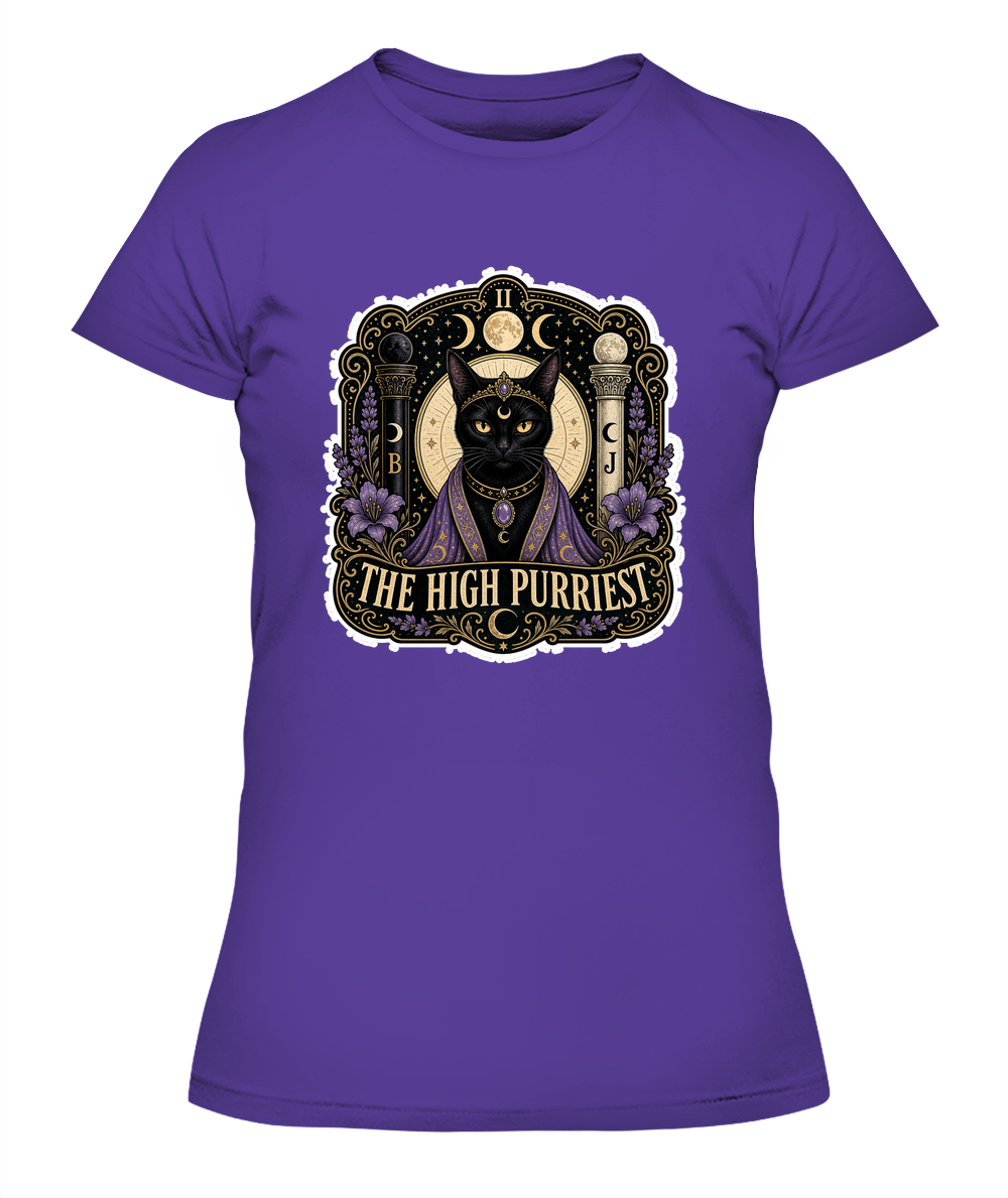 The High Purriest Ladies T-Shirt | Black Cat Lover Gift
