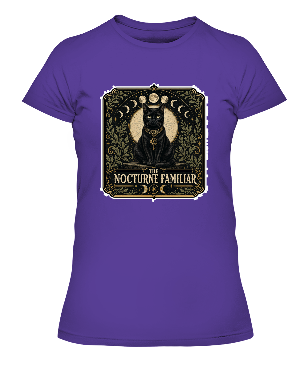 The Nocturne Familiar Ladies T-Shirt | Black Cat Lover Gift