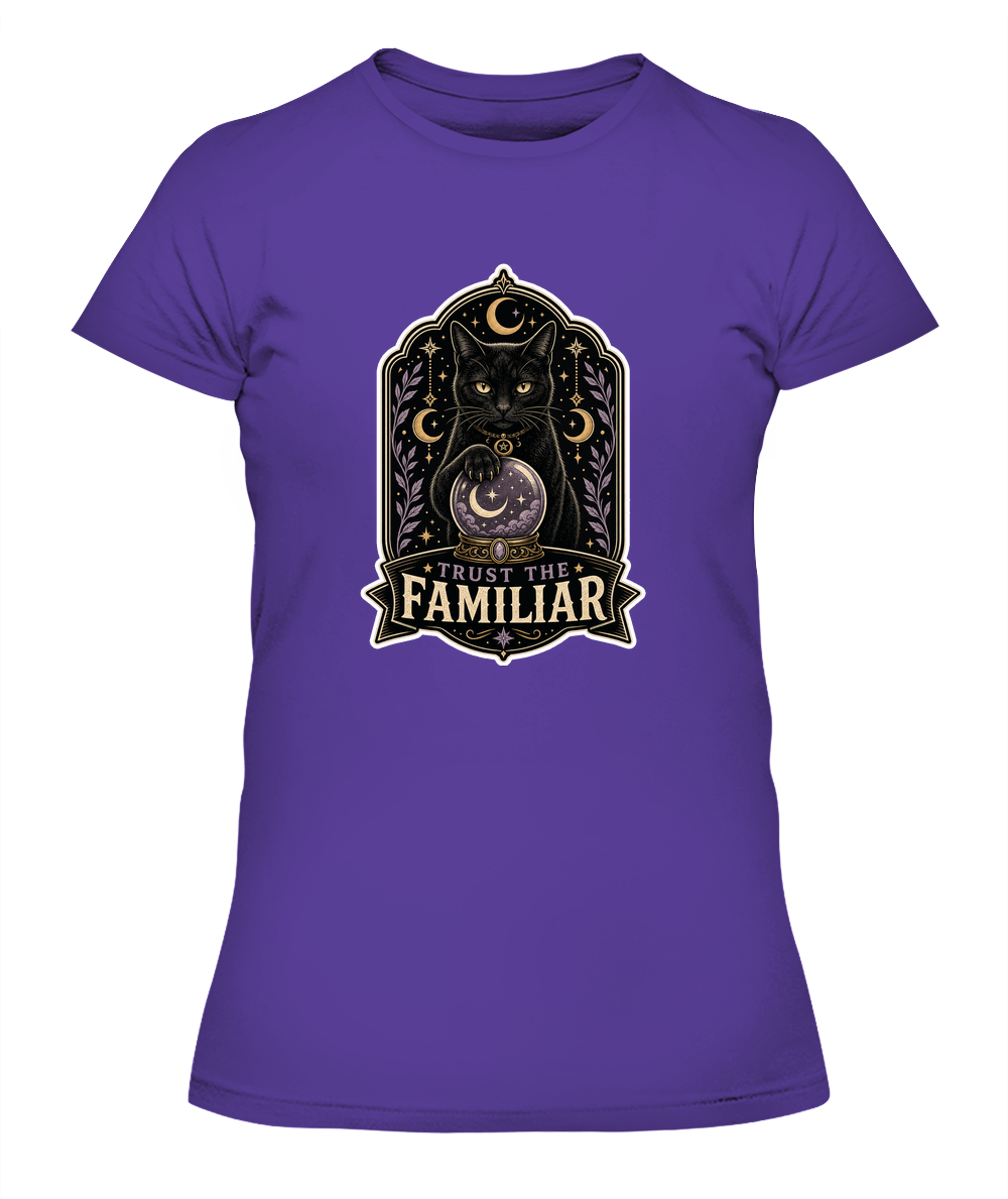 Trust the Familiar Ladies T-Shirt | Black Cat Lover Gift