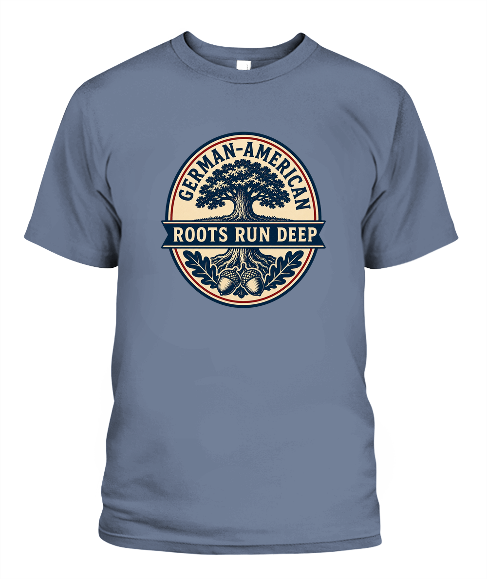 German-American Roots Run Deep — T-Shirt in Blue Jean