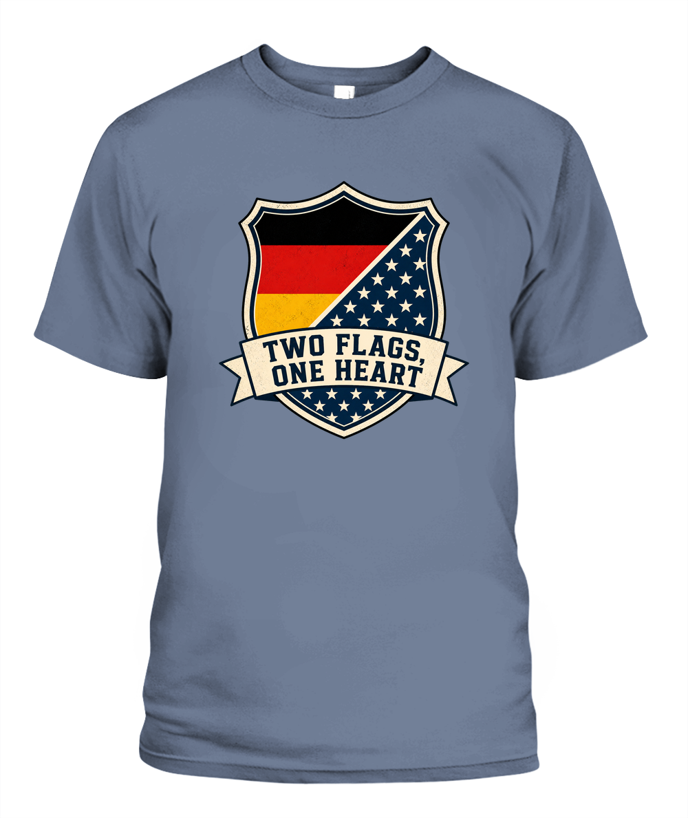 Two Flags, One Heart — T-Shirt in Bay