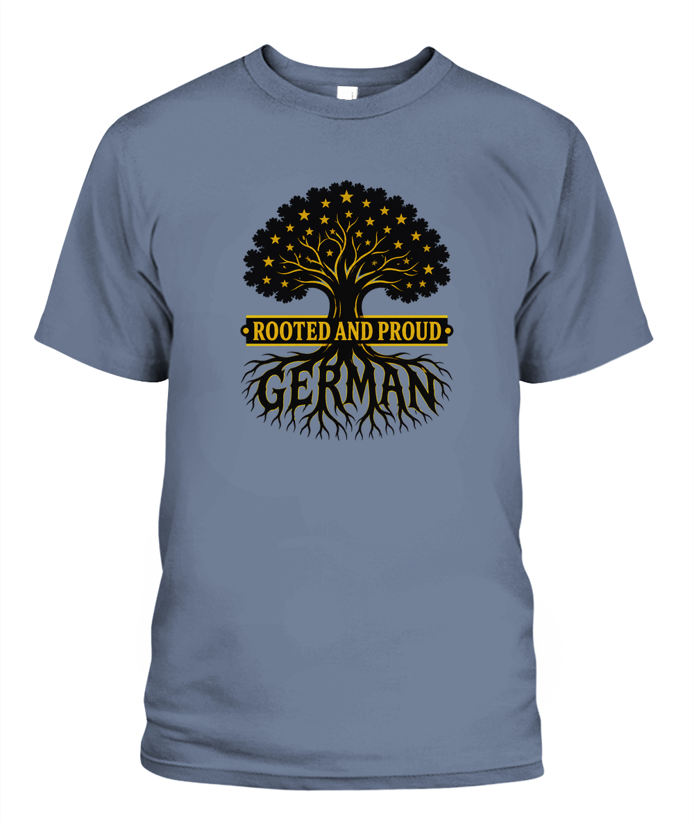 Rooted And Proud German — T-Shirt in Blue Jean
