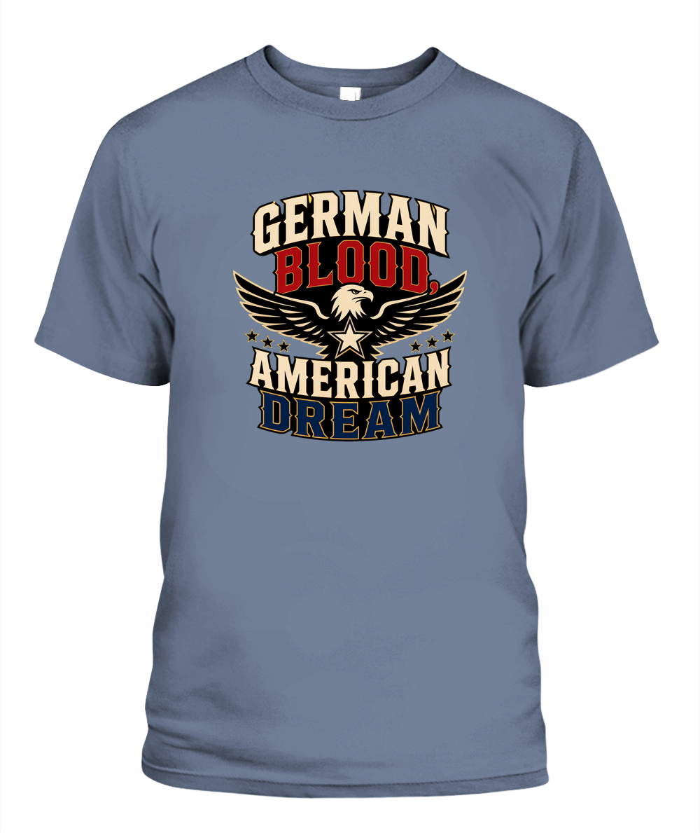 German Blood, American Dream — T-Shirt in Blue Jean