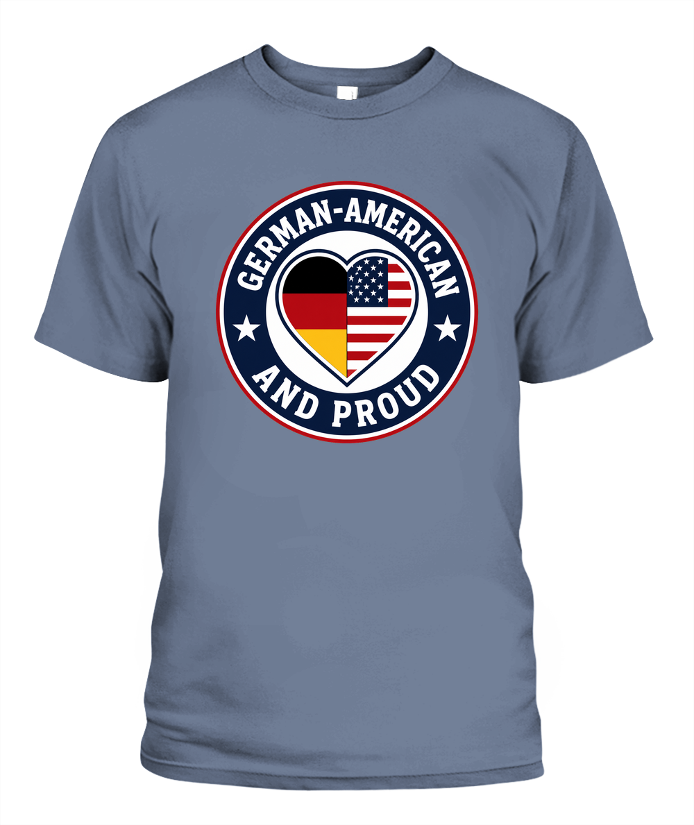 German-American And Proud — T-Shirt in Blue Jean