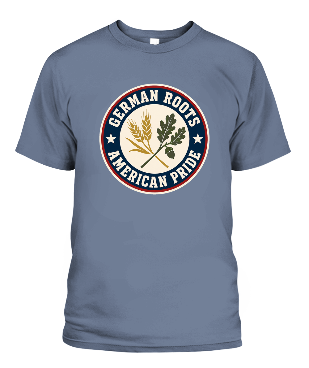 German Roots, American Pride — T-Shirt in Blue Jean