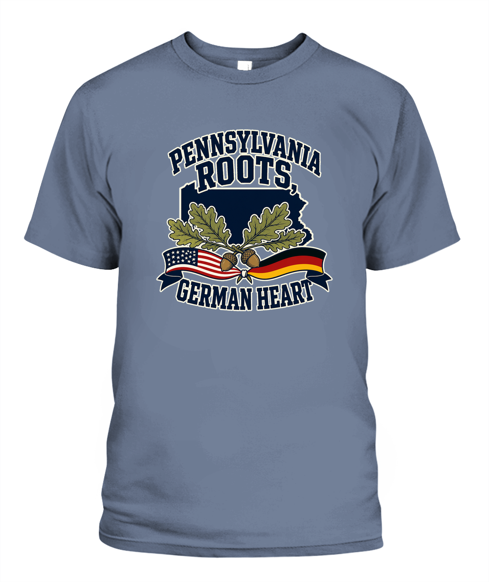 Pennsylvania Roots, German Heart — T-Shirt in Blue Jean