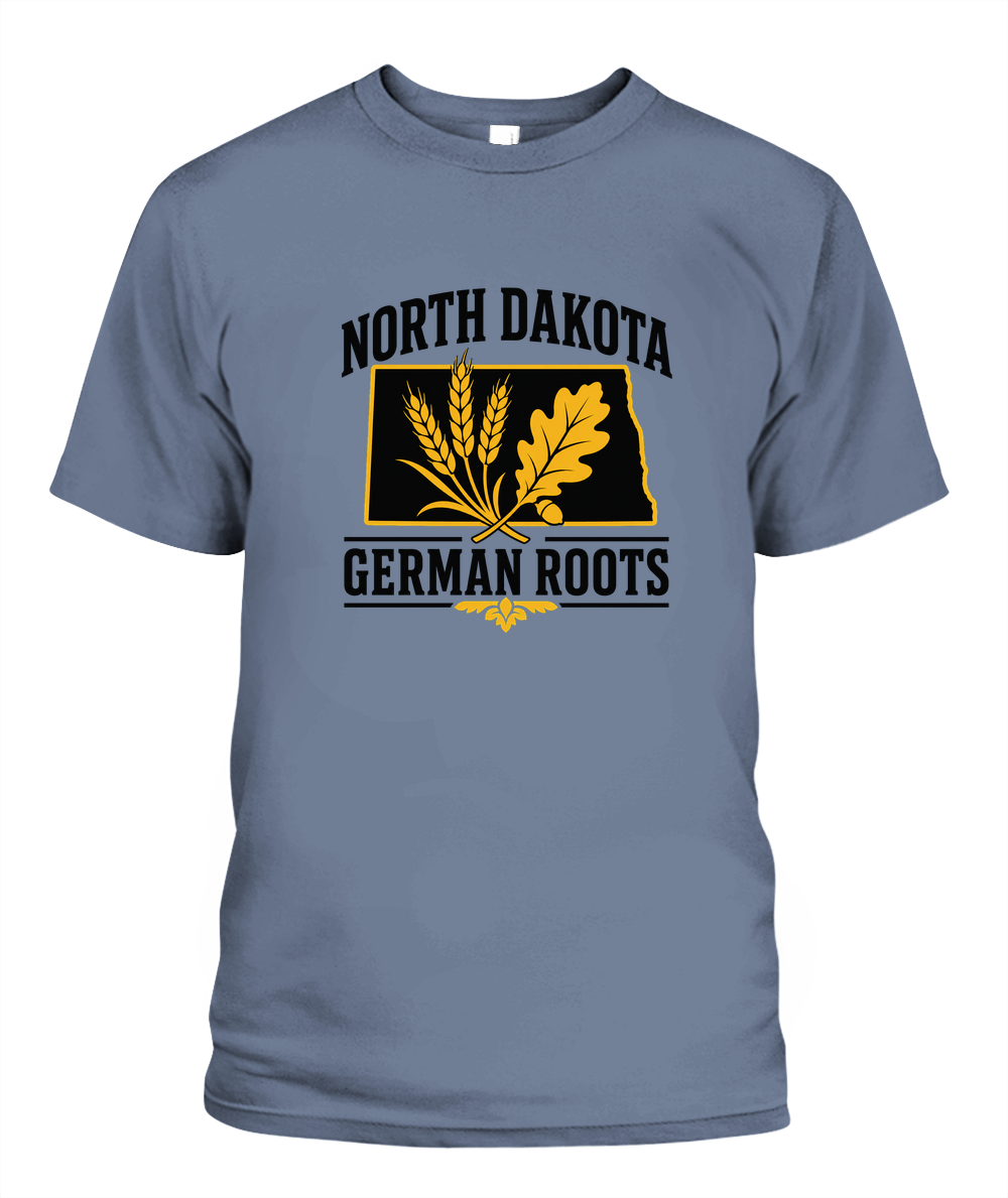 North Dakota German Roots — T-Shirt in Blue Jean