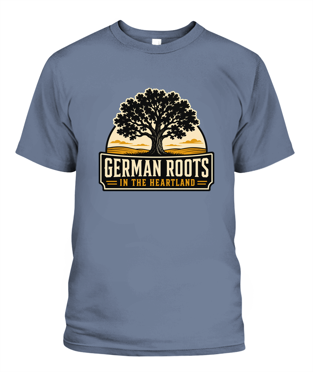 German Roots In The Heartland — T-Shirt in Blue Jean