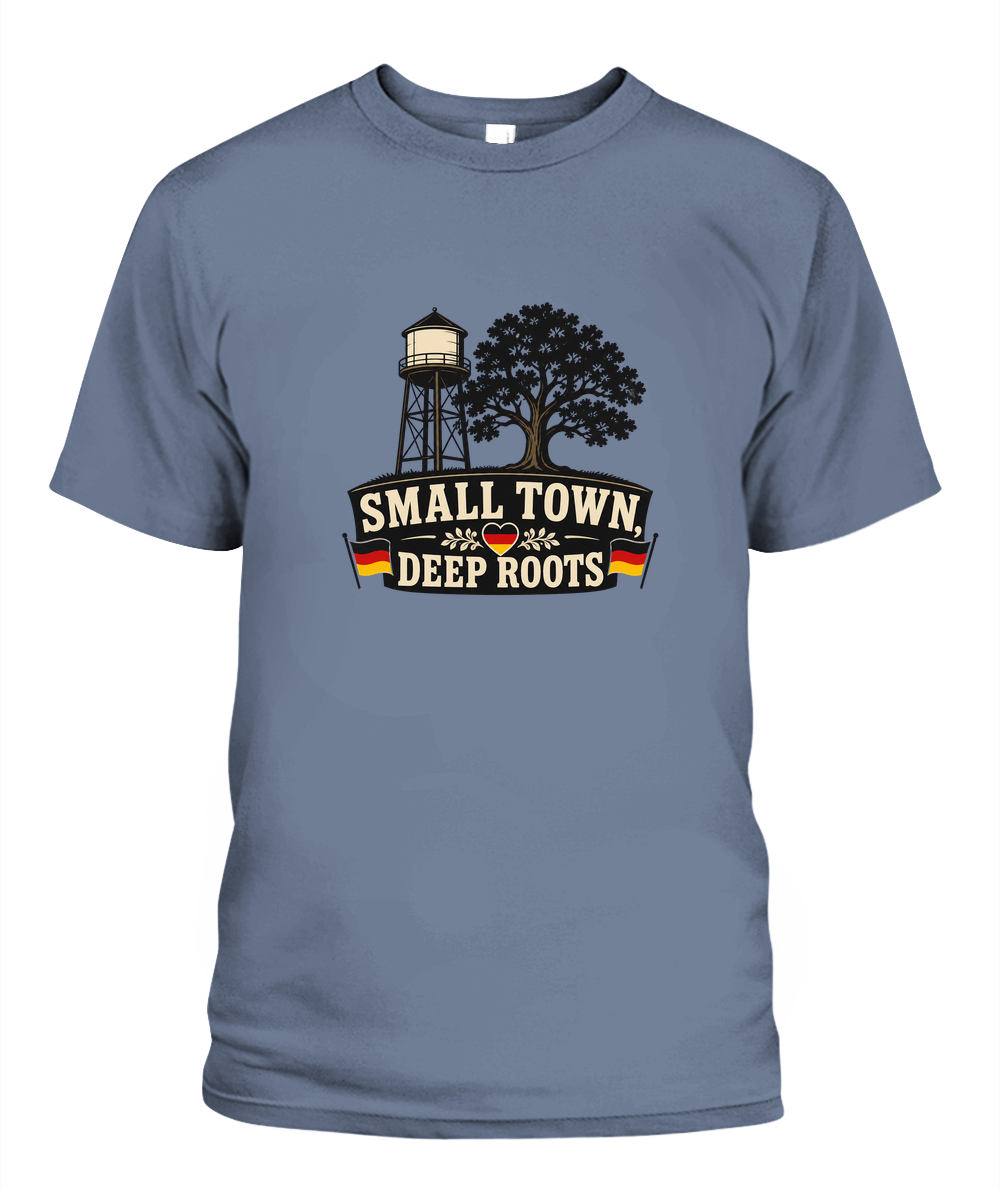 Small Town, Deep Roots — T-Shirt in Blue Jean