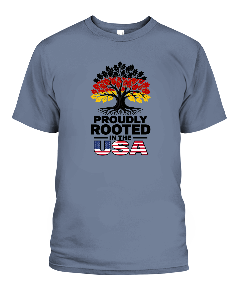 Proudly Rooted In The USA — T-Shirt in Blue Jean