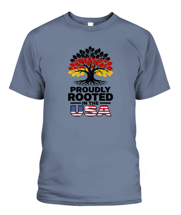 Proudly Rooted In The USA — T-Shirt in Blue Jean