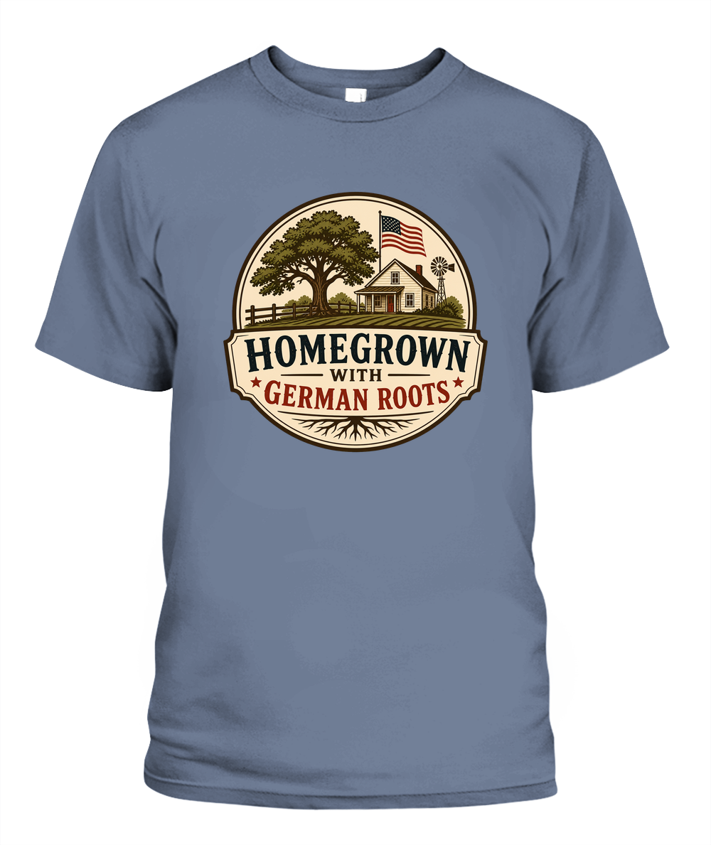 Homegrown With German Roots — T-Shirt in Blue Jean
