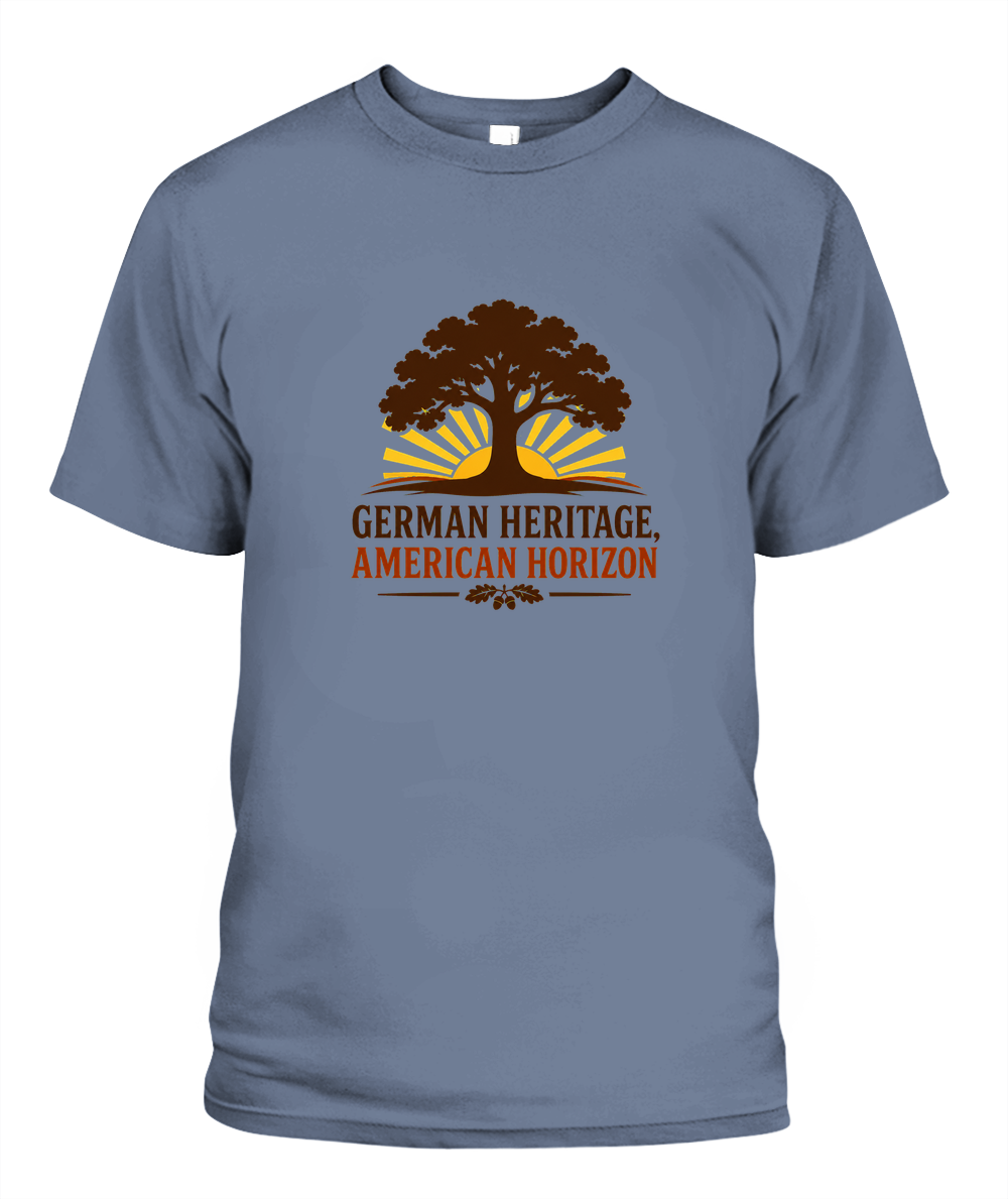 German Heritage, American Horizon — T-Shirt in Blue Jean