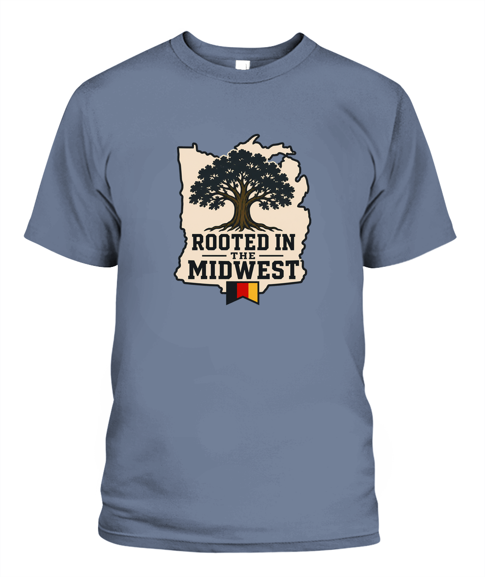 Rooted In The Midwest — T-Shirt in Blue Jean