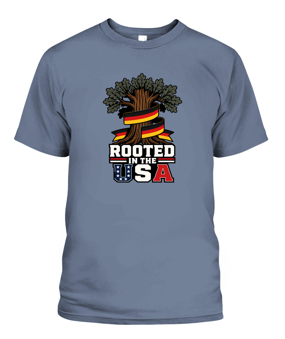 Rooted In The USA — T-Shirt in Blue Jean