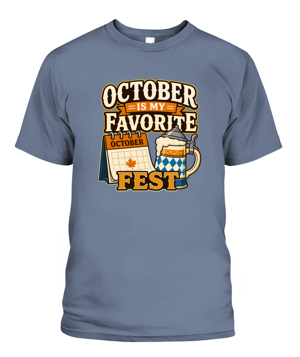 October Is My Favorite Fest — T-Shirt in Blue Jean