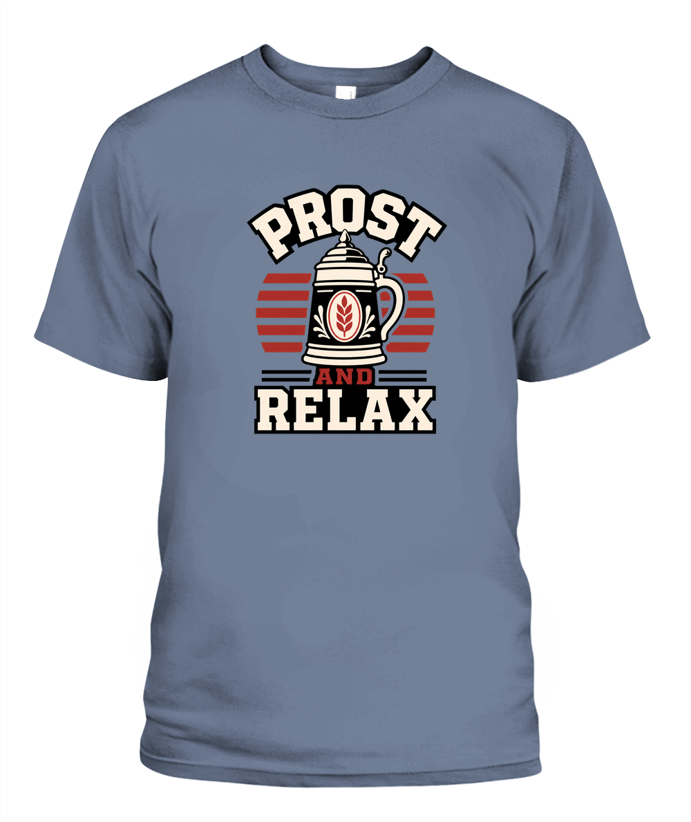 Prost And Relax — T-Shirt in Blue Jean