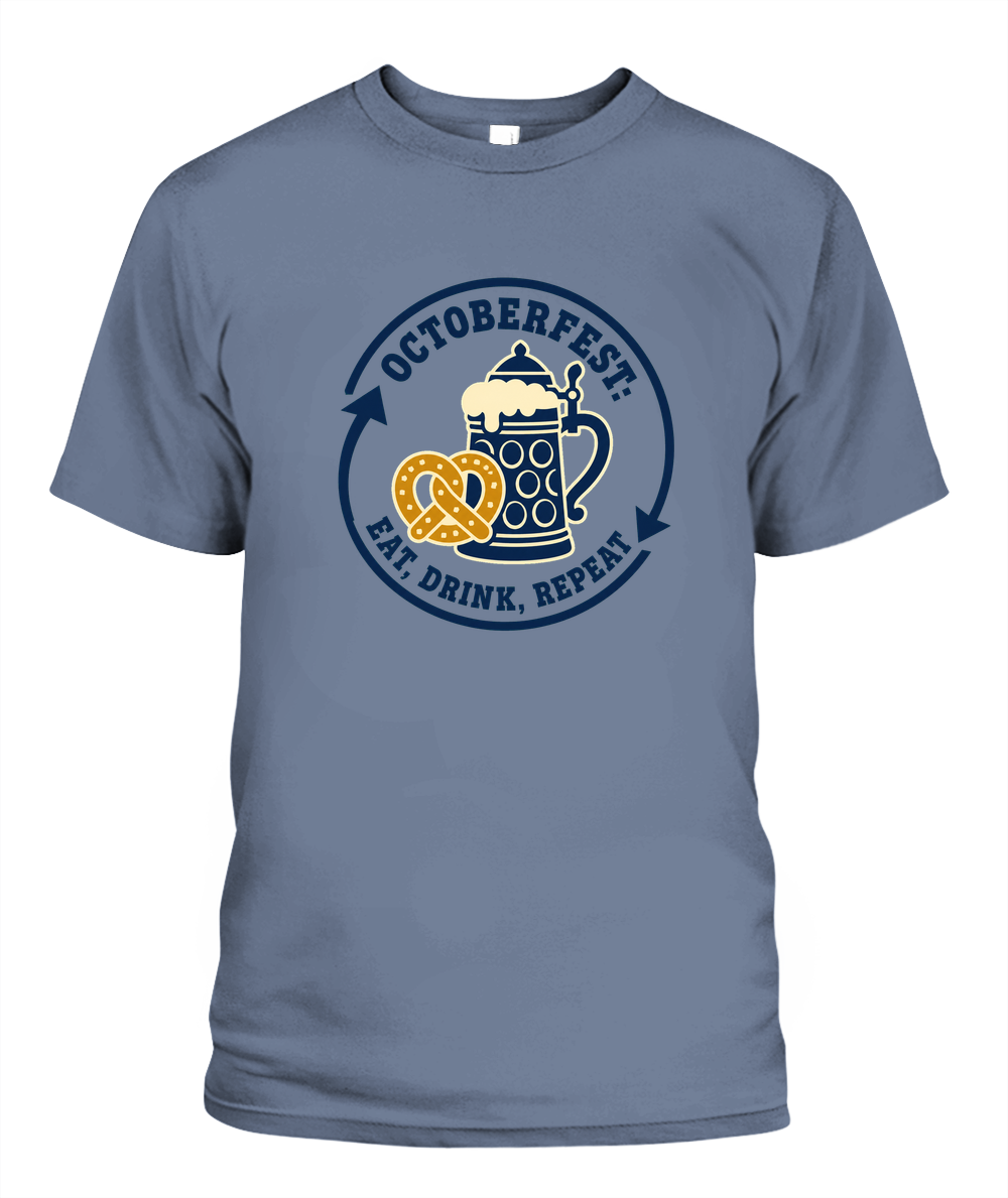 Octoberfest: Eat, Drink, Repeat — T-Shirt in Blue Jean
