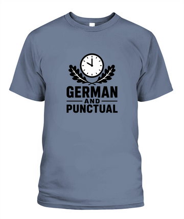 German And Punctual — T-Shirt in Blue Jean