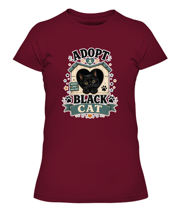 Adopt a Black Cat Ladies T-Shirt | Black Cat Lover Gift