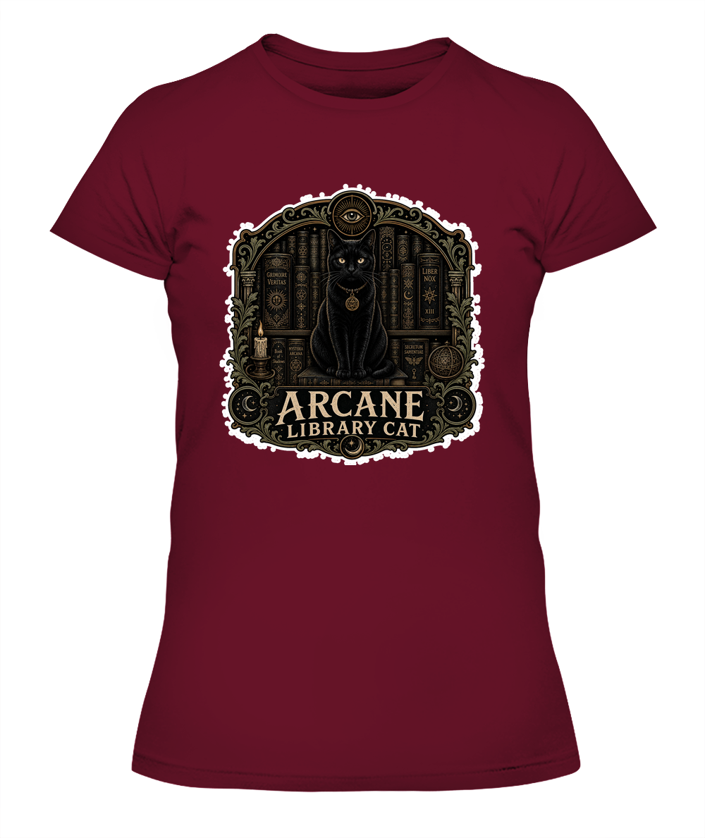 Arcane Library Cat Ladies T-Shirt | Black Cat Lover Gift
