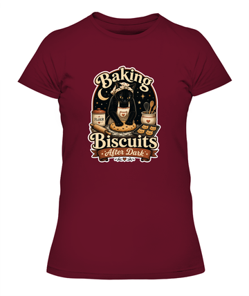 Baking Biscuits After Dark Ladies T-Shirt | Black Cat Lover Gift