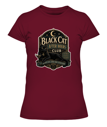Black Cat After Hours Club Ladies T-Shirt | Black Cat Lover Gift
