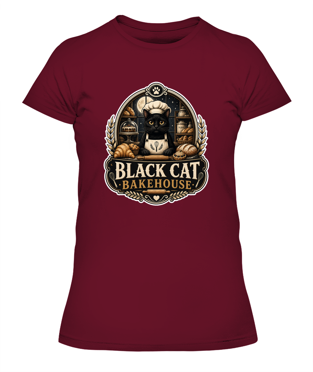 Black Cat Bakehouse Ladies T-Shirt | Black Cat Lover Gift