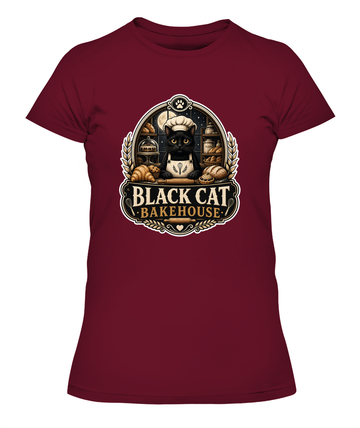 Black Cat Bakehouse Ladies T-Shirt | Black Cat Lover Gift