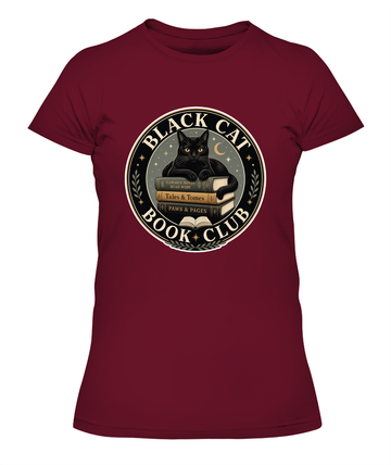 Black Cat Book Club Ladies T-Shirt | Black Cat Lover Gift
