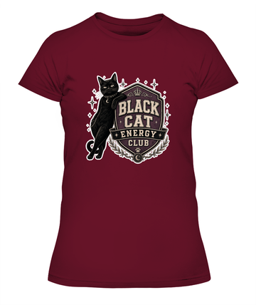 Black Cat Energy Club Ladies T-Shirt | Black Cat Lover Gift