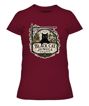 Black Cat Jungle Shoppe Ladies T-Shirt | Black Cat Lover Gift