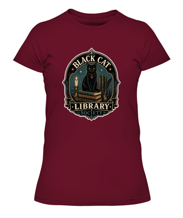 Black Cat Library Society Ladies T-Shirt | Black Cat Lover Gift