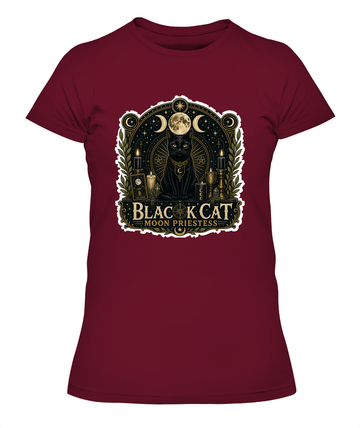 Black Cat Moon Priestess Ladies T-Shirt | Black Cat Lover Gift