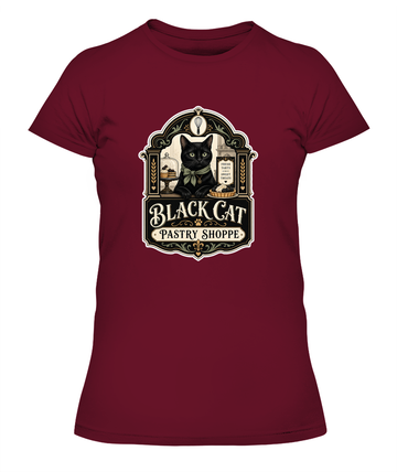 Black Cat Pastry Shoppe Ladies T-Shirt | Black Cat Lover Gift