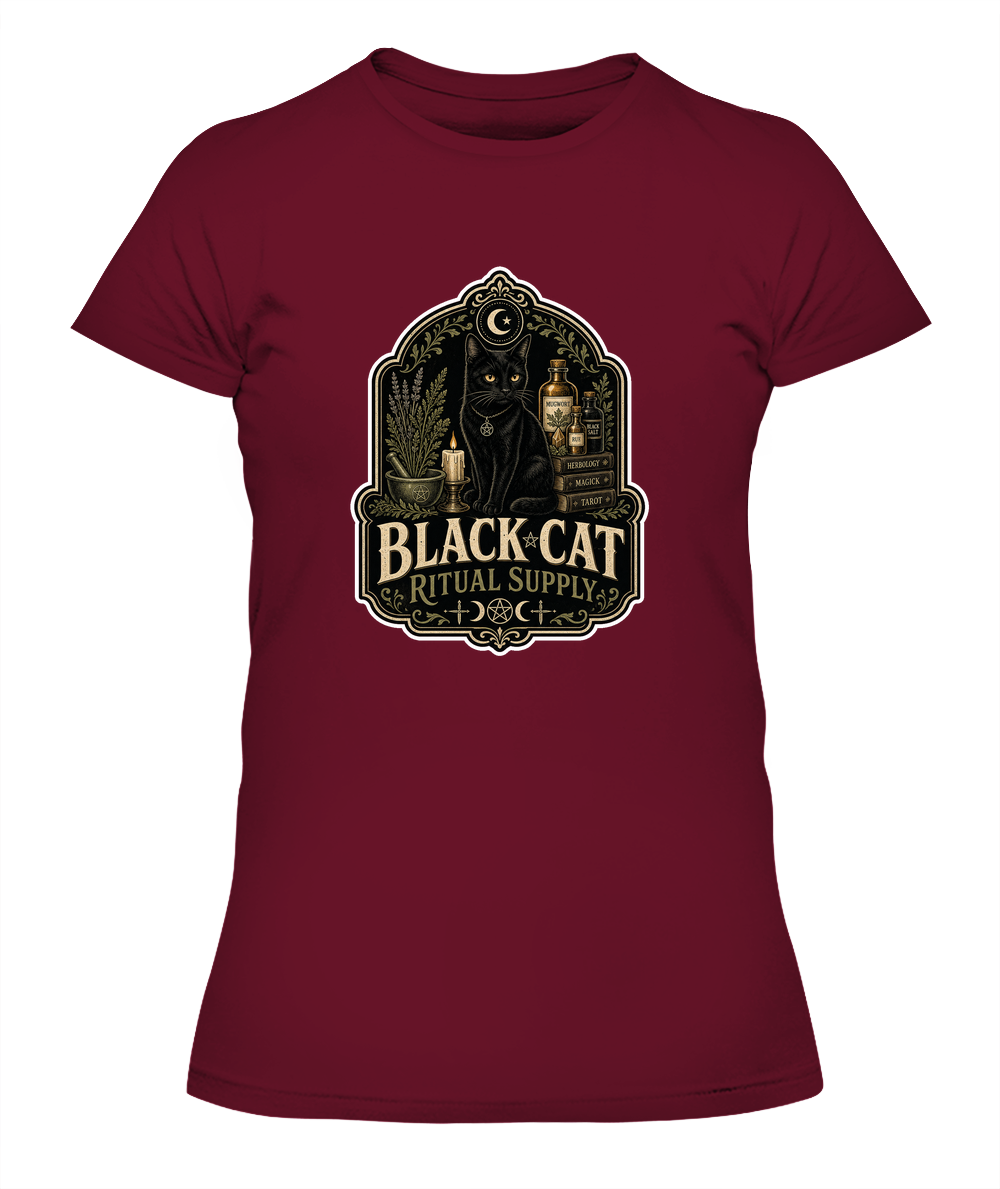 Black Cat Ritual Supply Ladies T-Shirt | Black Cat Lover Gift