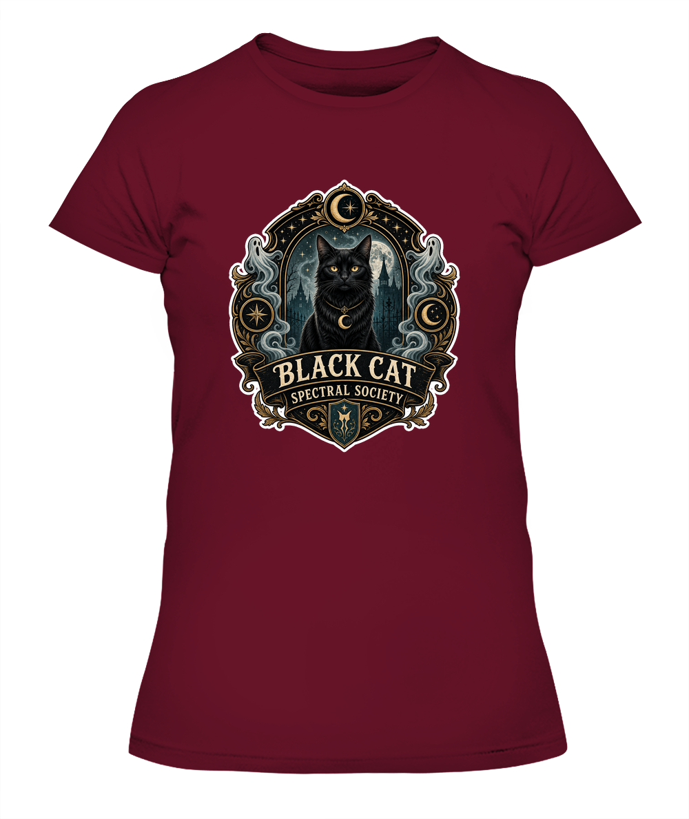 Black Cat Spectral Society Ladies T-Shirt | Black Cat Lover Gift