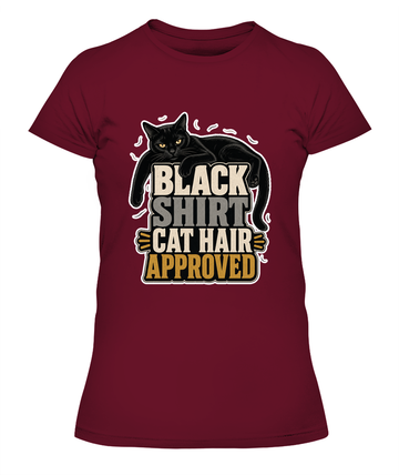 Black Shirt Cat Hair Approved Ladies T-Shirt | Black Cat Lover Gift