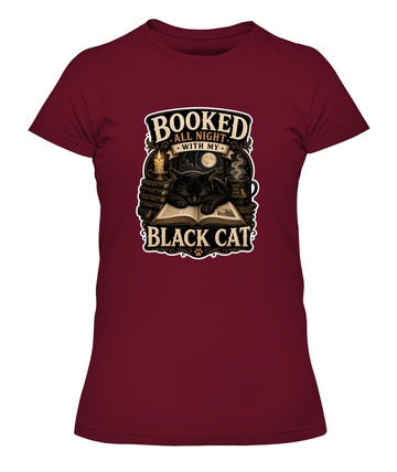 Booked All Night with my Black Cat Ladies T-Shirt | Black Cat Lover Gift