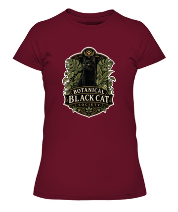 Botanical Black Cat Society Ladies T-Shirt | Black Cat Lover Gift