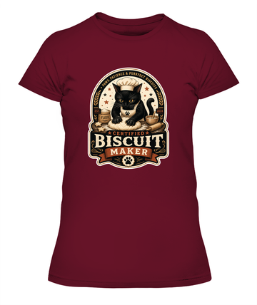 Certified Biscuit Maker Ladies T-Shirt | Black Cat Lover Gift