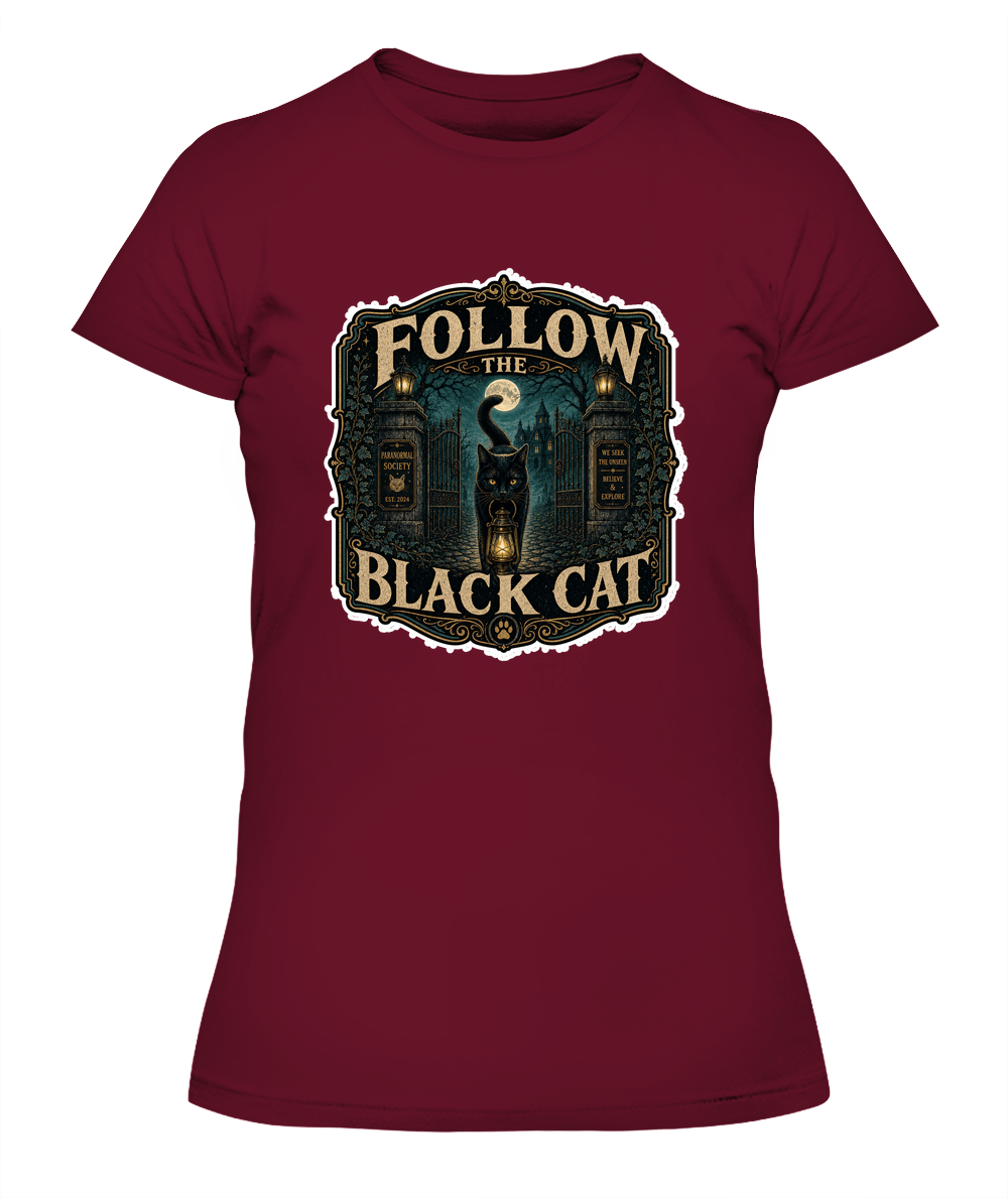 Follow the Black Cat Ladies T-Shirt | Black Cat Lover Gift