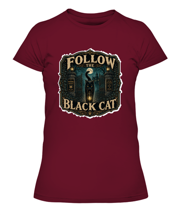 Follow the Black Cat Ladies T-Shirt | Black Cat Lover Gift