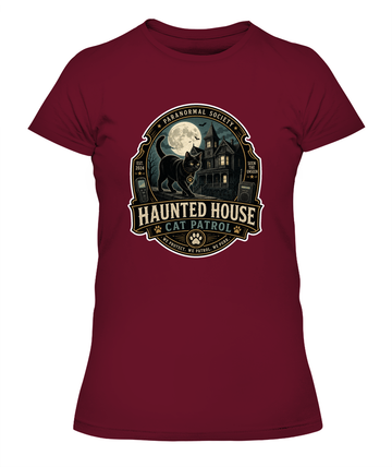 Haunted House Cat Patrol Ladies T-Shirt | Black Cat Lover Gift