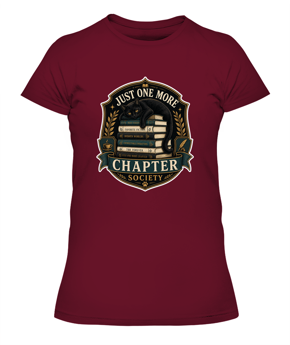 Just One More Chapter Society Ladies T-Shirt | Black Cat Lover Gift