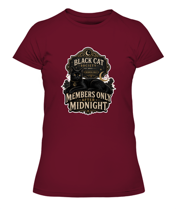 Members Only After Midnight Ladies T-Shirt | Black Cat Lover Gift