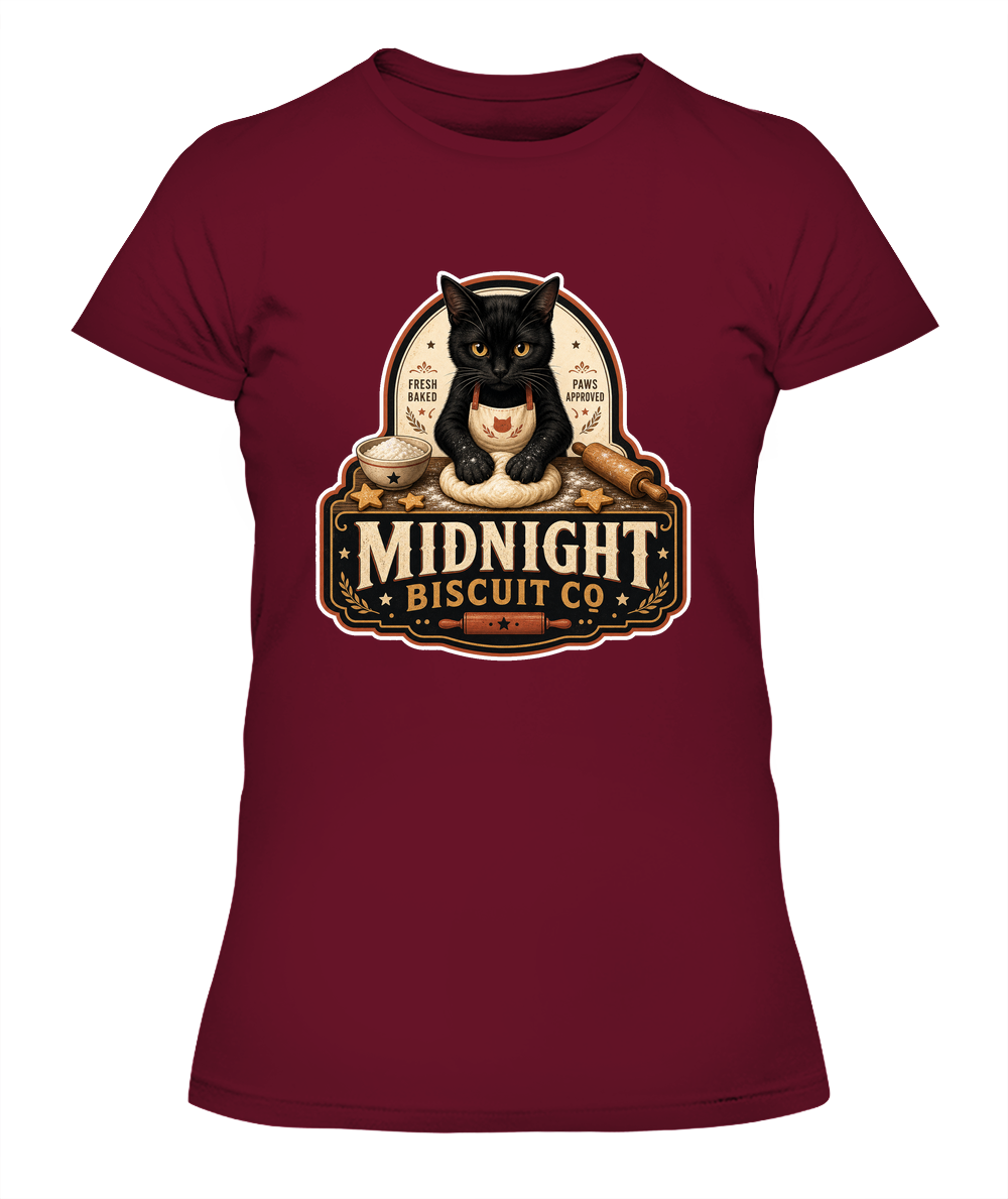 Midnight Biscuit Co Ladies T-Shirt | Black Cat Lover Gift