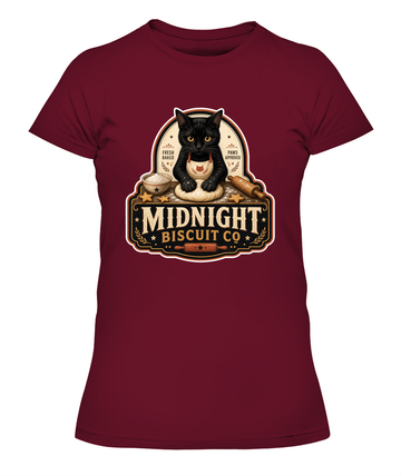 Midnight Biscuit Co Ladies T-Shirt | Black Cat Lover Gift