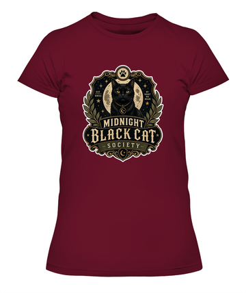 Midnight Black Cat Society Ladies T-Shirt | Black Cat Lover Gift